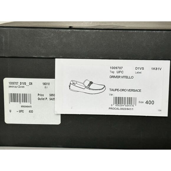 VERSACE Medusa Men's Taupe Leather Driver Shoes 7 US (40 Euro) 1009707 NIB $850 - Picture 16 of 16